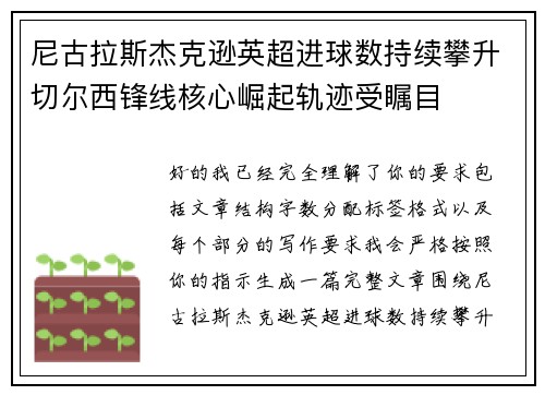 尼古拉斯杰克逊英超进球数持续攀升切尔西锋线核心崛起轨迹受瞩目 尼古拉斯杰克逊英超进球数持续攀升切尔西锋线核心崛起轨迹受瞩目
